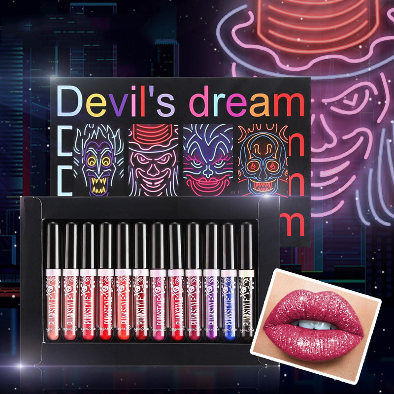 12Pcs Long Lasting Liquid Lipstick DEVIL'S DREAM