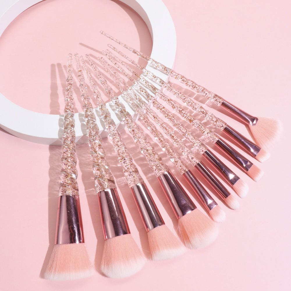 Makeup Brush Set of 10 - Face, Eye, and Contour Brushes