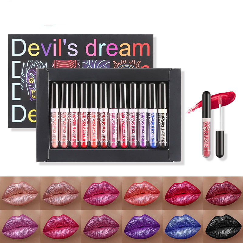 12Pcs Long Lasting Liquid Lipstick DEVIL'S DREAM